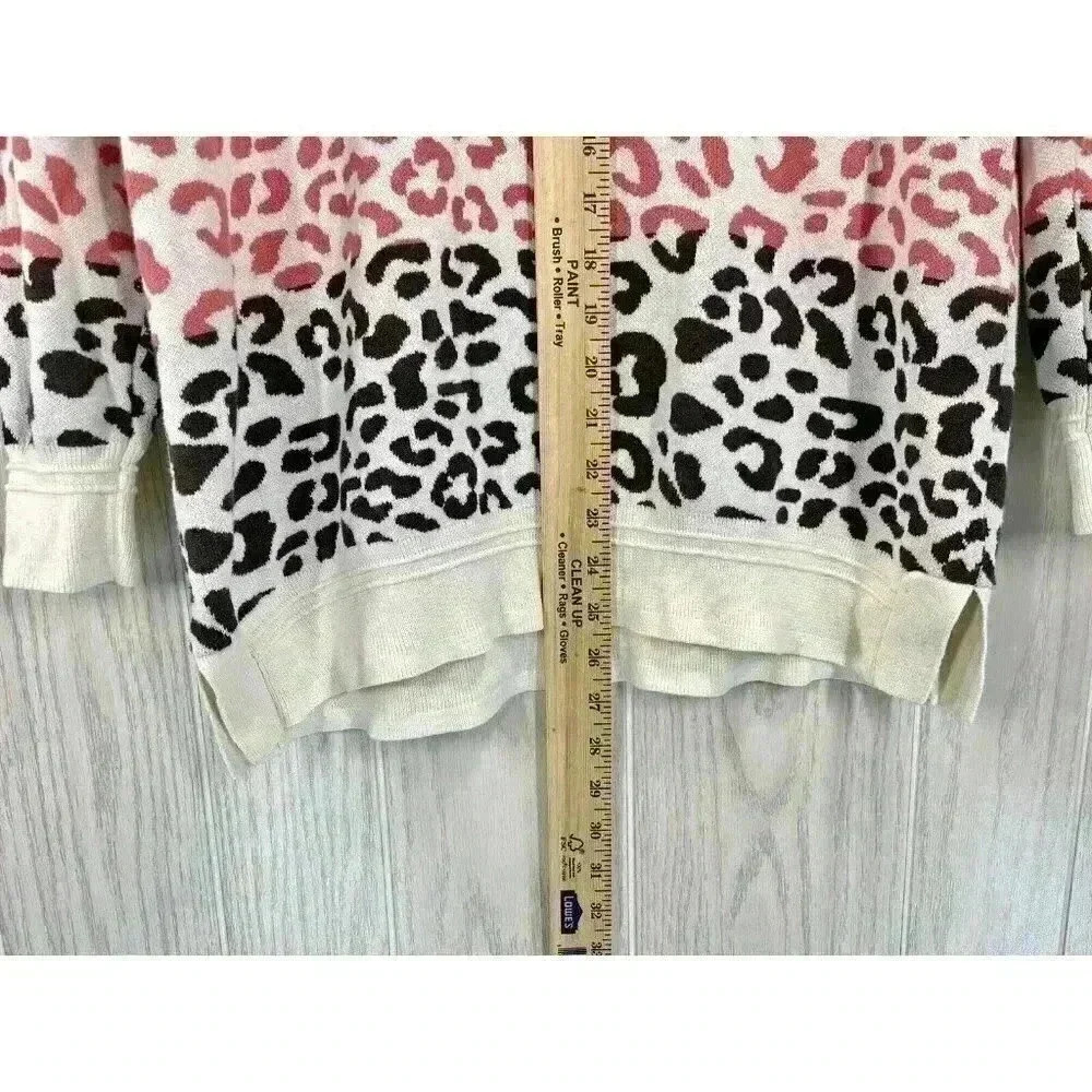 Soft Surroundings Sweater Small Leone Rainbow Leopard Print High Neck Cozy Knit - Picture 7 of 9